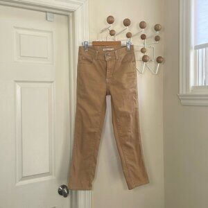 High Rise Straight Crop Khaki Brown